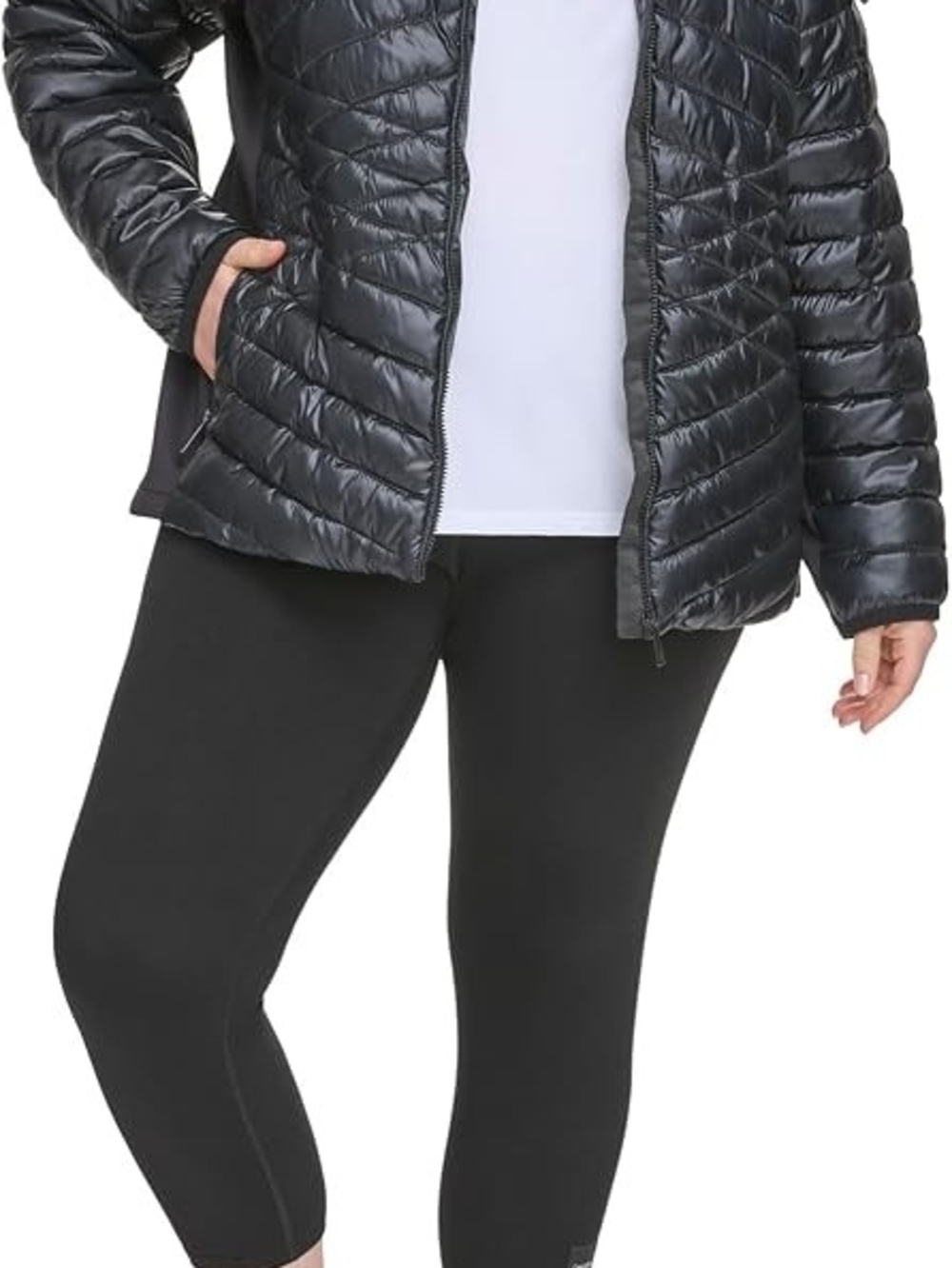 Calvin Klein Women's Performance Coat Metallic Black